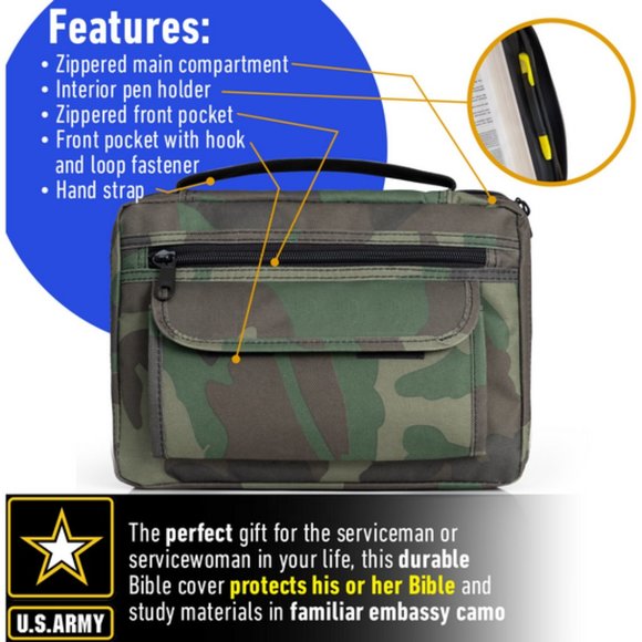 Camo Bible Cover with Extra Zippered Compartments - Picture 3 of 4